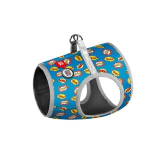 М'яка шлея для собак WAUDOG Clothes з QR паспортом, малюнок "ВАУ", S1, В 40-45 см, С 29-31 см