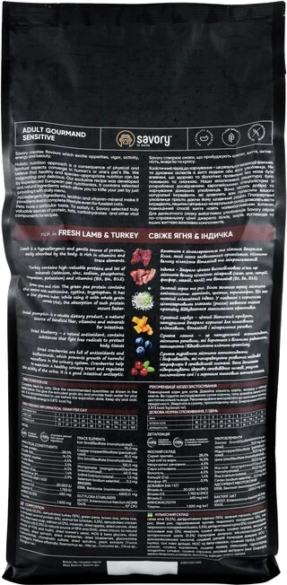 Сухой корм для кошек с чувствительным пищеварением Savory со свежим мясом ягненка и индейки 2 кг