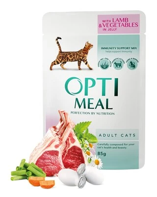 Влажный корм Optimeal для взрослых кошек со вкусом ягненка и овощей 85 г (НФ-00000152)