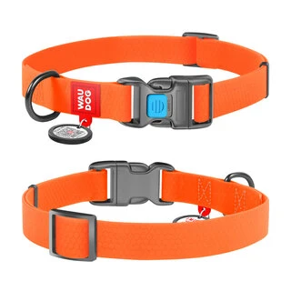 Ошейник для собак водостойкий WAUDOG Waterproof c QR-паспортом, пластиковая пряжка-фастекс, Ш 25 мм, Дл 31-49 см, оранжевый