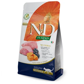 Фармина сухой корм для стерилизованных кошек N&amp;amp;D GRAIN FREE PUMPKIN LAMB &amp;amp; BLUEBERRY NEUTERED ADULT с ягненком, тыквой, 1.5 кг