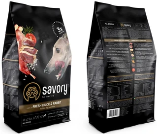 Сухий корм для собак усіх порід Savory зі свіжим м'ясом качки та кролика 3 кг