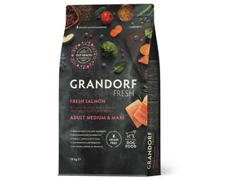 Сухой корм для средних и крупных собак Grandorf FRESH SALMON &amp;amp; SWEET POTATO ADULT DOG MEDIUM &amp;amp; MAXI с лососем 10 кг