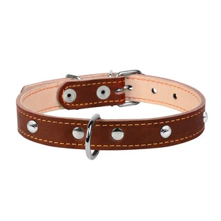 Ошейник "CoLLaR" двойной с украшениями (ширина 20мм, длина 32-40см), коричневый