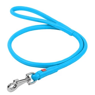 Поводок для собак кожаный WAUDOG Glamour, круглый, Д 13 мм, Дл 122 см, голубой