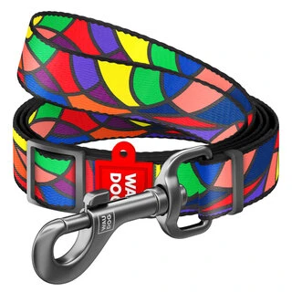 Поводок для собак нейлоновый WAUDOG Nylon, рисунок "Витраж", регулируемый, Ш 20 мм, Дл 152-183 см