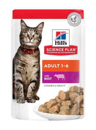 Hill's SCIENCE PLAN Adult Влажный корм для взрослых кошек с говядиной пауч 85 г х 12 шт