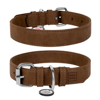 Ошейник для собак из искусственной кожи WAUDOG Eco с QR паспортом, Ш 20 мм, Дл 30-39 см, коричневый