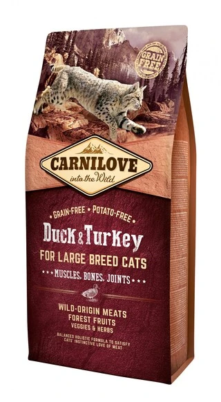Сухой корм для взрослых кошек крупных пород Carnilove Cat Duck &amp;amp; Turkey Large Breed 6 кг (8595602512751)