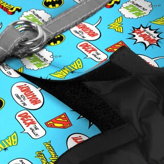 М'яка шлея для собак WAUDOG Clothes з QR паспортом, малюнок "Ліга Справедливості в блакитному", XS3, В 32-35 см, С 22-24 см