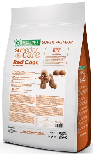 Сухой беззерновой корм для взрослых собак с рыжим окрасом шерсти, для малых пород Nature's Protection  1.5 кг