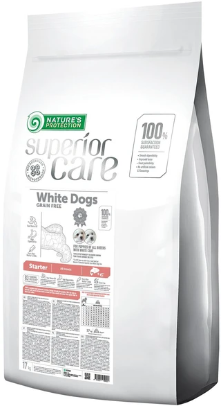 Сухий беззерновий корм для щенят Nature's Protection Superior Care White Dogs Grain Free Starter All Breeds 17 кг