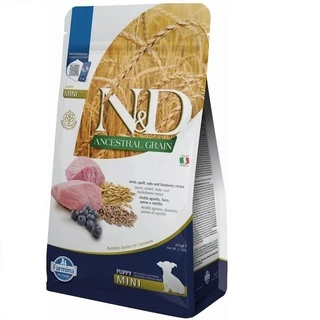 Фармина сухой корм для собак N&amp;amp;D LOW GRAIN LAMB &amp;amp; BLUEBERRY PUPPY MINI с ягненком и черникой, 800 г