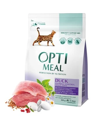 Сухой корм Optimeal для взрослых кошек со вкусом утки 200 г