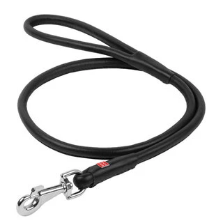 Поводок для собак кожаный WAUDOG Glamour, круглый, Д 13 мм, Дл 122 см, черный