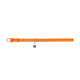 Нашийник для собак шкіряний WAUDOG Glamour з QR паспортом, з клейовими стразами, Ш 25 мм, Дл 38-49 см, оранжевий