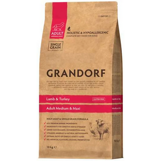 Сухой корм для взрослых собак средних и крупных пород Grandorf LAMB &amp;amp; TURKEY ADULT ягненок с индейкой, 10 кг