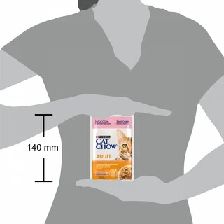 Упаковка влажного корма для взрослых кошек Purina Cat Chow Adult с лососем и зеленой фасолью 85 г x 26 шт