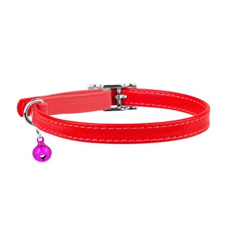 Нашийник для котів шкіряний WAUDOG Glamour з QR паспортом, без прикрас, Ш 9 мм, Дл 17-20 см, червоний