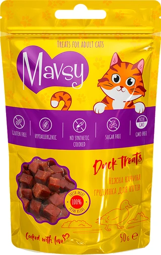 Лакомство для кошек Mavsy Duck Treats - Мавси Запеченная утиная грудка для кошек 50 г