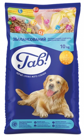 Сухой полнорационный корм Гав! для взрослых собак с мясным ассорти 10 кг