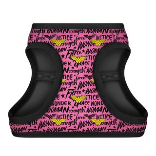 М'яка шлея для собак WAUDOG Clothes з QR паспортом, малюнок "Чудо-жінка в рожевому", S2, В 46-50 см, С 43-45 см