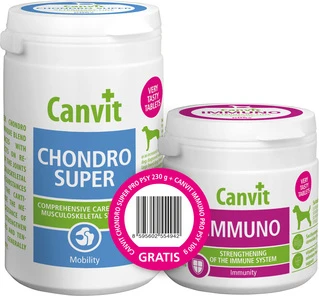 Витамины Canvit Chondro Super для собак 230 г + Canvit Imuno 100 г (8595602546145)