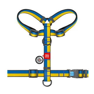 Анатомічний H-подібний нашийник для собак WAUDOG Nylon з QR-паспортом, малюнок "Colors of freedom", пластиковий фастекс, L, Ш 25 мм, А 50-90, В 60-100