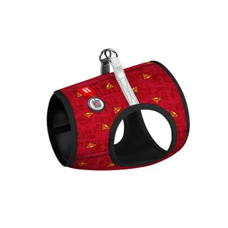 М'яка шлея для собак WAUDOG Clothes з QR паспортом, малюнок "Супермен червоний", XS3, В 32-35 см, С 22-24 см