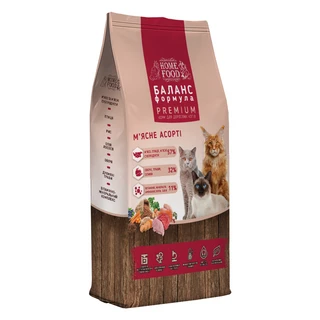 Полнорационный сухой корм для взрослых котов Home Food Мясное ассорти 10 кг