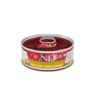 Вологий корм для кішок Farmina N&amp;D Quinoa Skin&amp;Coat ADULT дієтичне харчування при харчовій алергії з перепелом 80 г