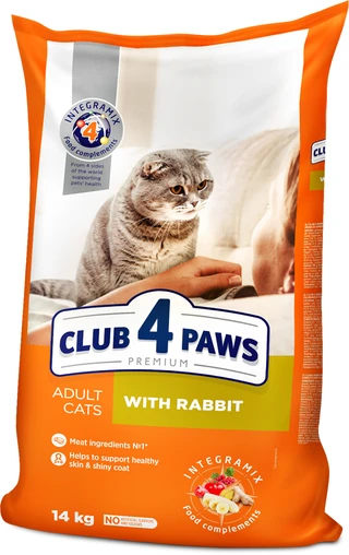 Сухой корм для взрослых кошек Club 4 Paws (Клуб 4 Лапы) Премиум. С Кроликом 14 кг (4820083909153)(B4630301)