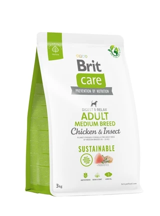 Сухой корм для собак Brit Care Dog Sustainable Adult Medium Breed с курицей и насекомыми 3 кг (8595602558698)