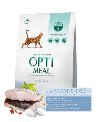 Сухой корм для взрослых кошек Optimeal со вкусом трески 4 кг