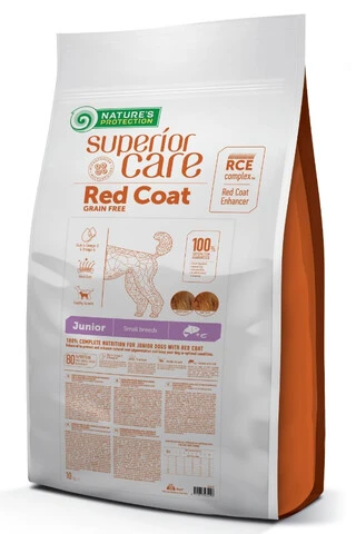 Сухий беззерновий корм для юніорів з рудим забарвленням шерсті, для малих порід Superior Care Red Coat Mini 10 кг