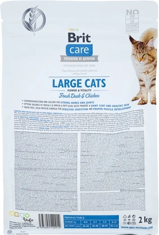 Сухий корм для котів великих порід Brit Care Cat GF Large cats Power &amp; Vitality з качкою та куркою 2 кг