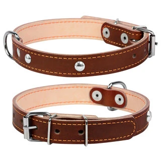 Ошейник "CoLLaR" двойной с украшениями (ширина 14мм, длина 27-35см), коричневый