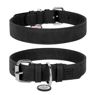 Нашийник для собак з штучної шкіри WAUDOG Eco з QR паспортом, Ш 25 мм, Дл 38-49 см, чорний