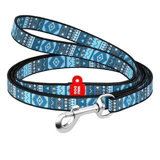 Поводок для собак нейлоновий WAUDOG Nylon, малюнок "Етно синій", Ш 10 мм, Дл 122 см