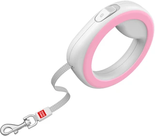 Поводок-рулетка для собак Collar WAUDOG R-leash, круглая, XS-M, до 40 кг, 2,9 м, светоотражающая лента, розовая