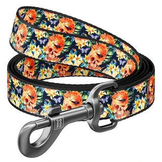 Поводок для собак нейлоновий WAUDOG Nylon, малюнок "Гламурні черепи", Ш 15 мм, Дл 122 см