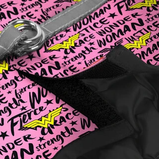 М'яка шлея для собак WAUDOG Clothes з QR паспортом, малюнок "Чудо-жінка в рожевому", S1, В 40-45 см, С 29-31 см