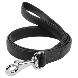 Поводок для собак кожаный WAUDOG Glamour, Ш 25 мм, Дл 122 см, черный