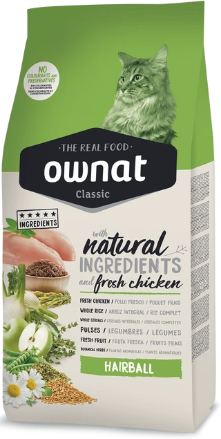Сухой корм для кошек для выведения шерсти Ownat Classic Hairball (Cat) 1,5 кг