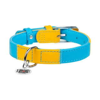 Ошейник для собак кожаный WAUDOG Glamour с QR паспортом, "Colors of freedom", L, Ш 25 мм, Дл 38-49 см