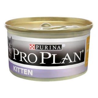 Упаковка вологого корму для кошенят Purina Pro Plan Kitten до 12 місяців паштет з куркою 24 шт. х 85 г