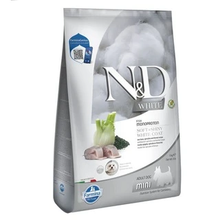 Фармина сухой корм для собак N&amp;amp;D GRAIN FREE WHITE ADULT MINI для собак с белой шерстью с сибасом, спирулиной и фенхелем, 5 кг