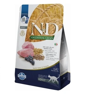 Фармина сухой корм для кошек N&amp;amp;D LOW GRAIN LAMB &amp;amp; BLUEBERRY ADULT с ягненком и черникой, 300 г