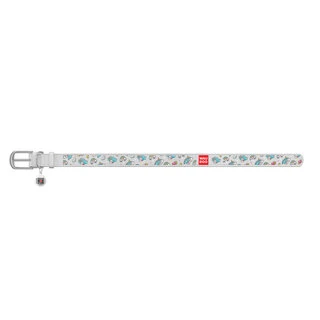 Нашийник WAUDOG Design з малюнком "Єдинороги", преміум шкіра, металевий затискач (ширина 12 мм, довжина 21-29 см), білий