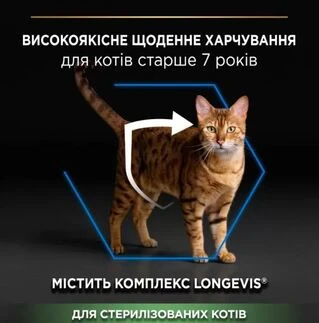 Сухий корм для стерилізованих котів Purina Pro Plan Sterilised Senior 7+ з індичкою 1.5 кг